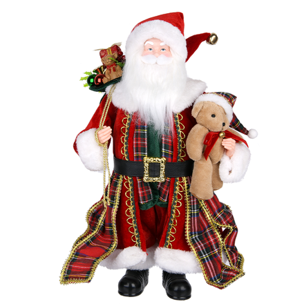 Tartan Santa with Teddy Bear ITEM 0125061