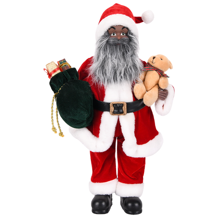 Santa with Green Gift Sack and Teddy ITEM 0126077