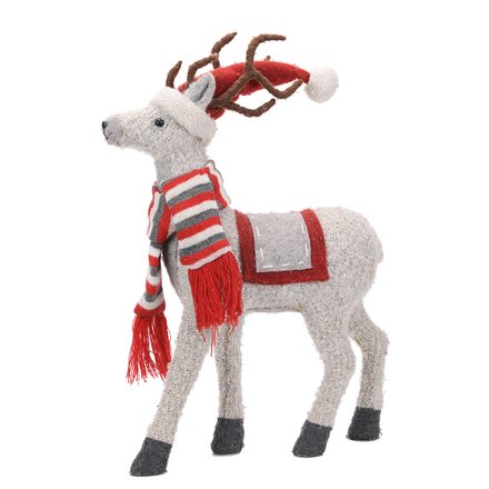 Grey Reindeer with Red Striped Scarf ITEM 0325043