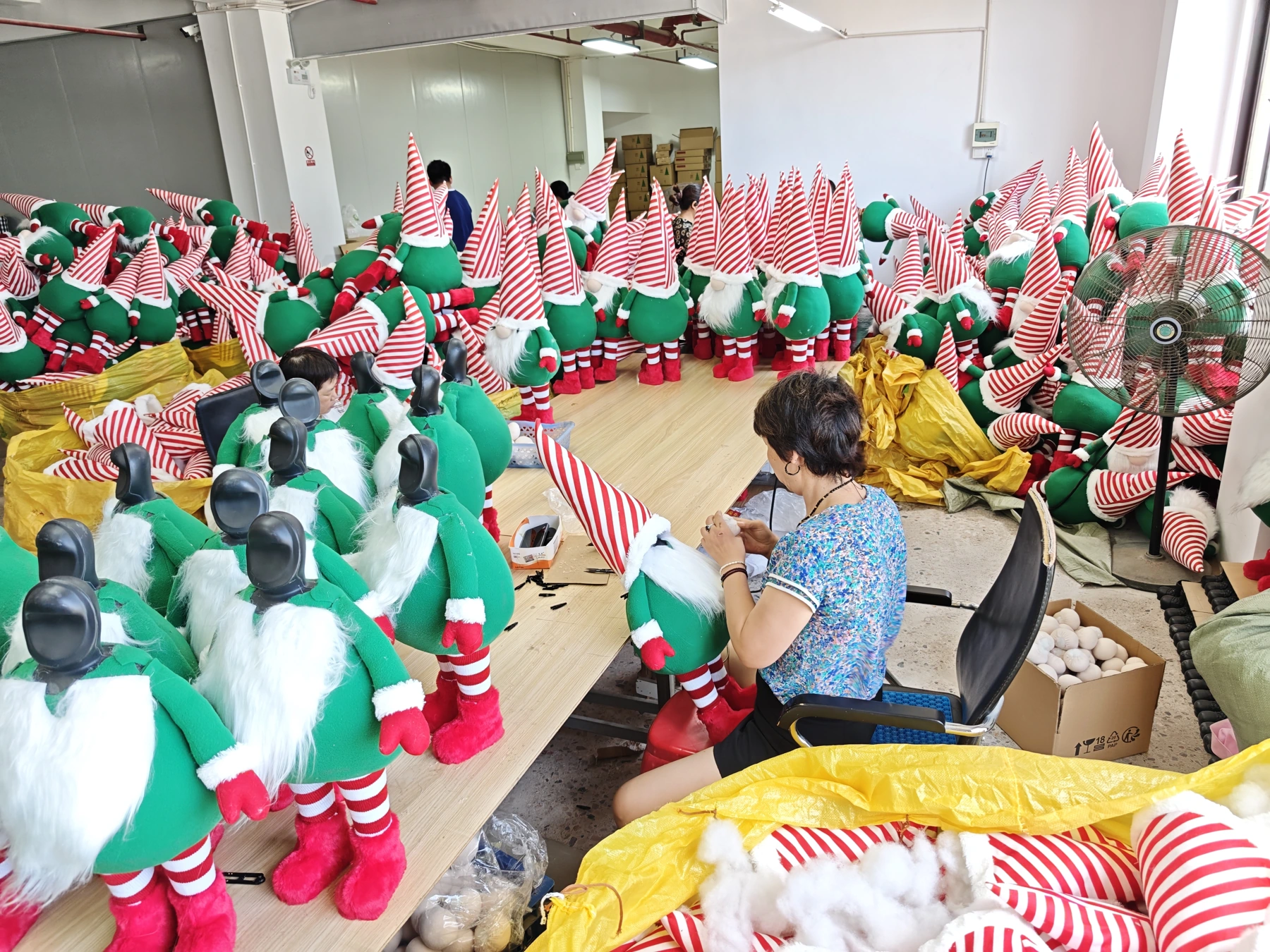 Hundred Arts team making seasonal fabric decorations