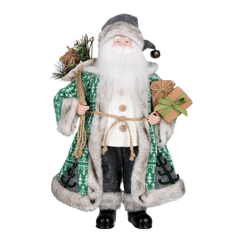 Green & White Santa Claus Figure