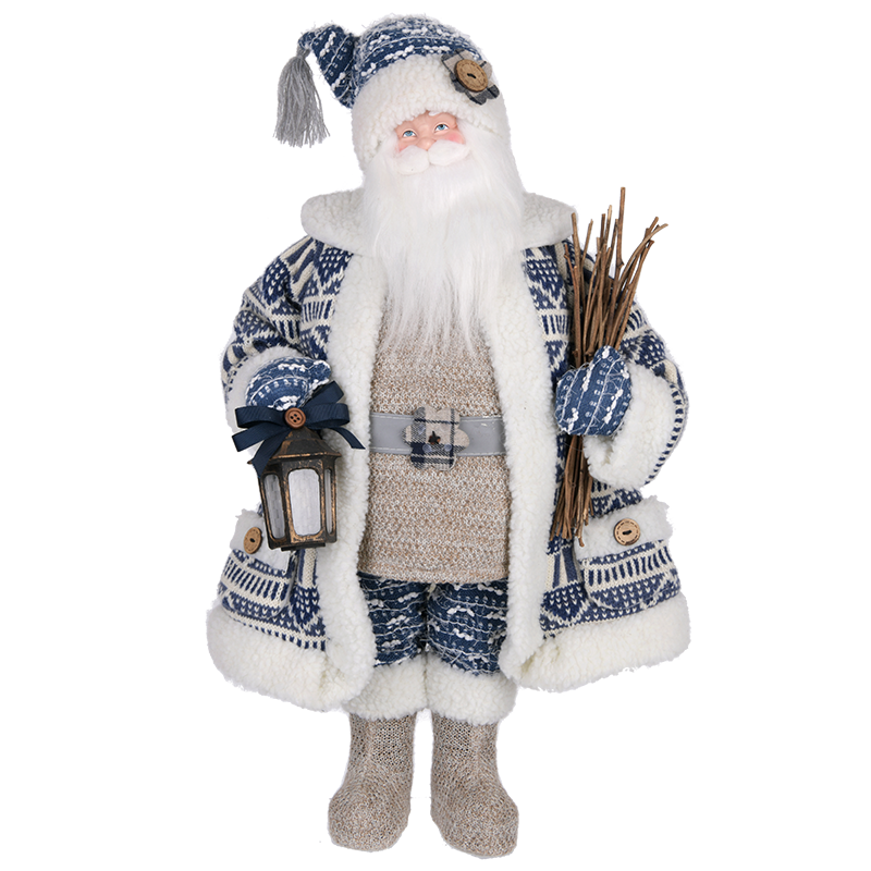 Teal & White Santa Claus Figure