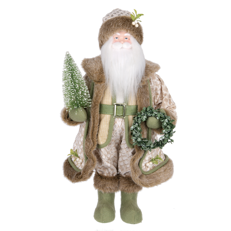 Brown & Cream Santa Claus Figure
