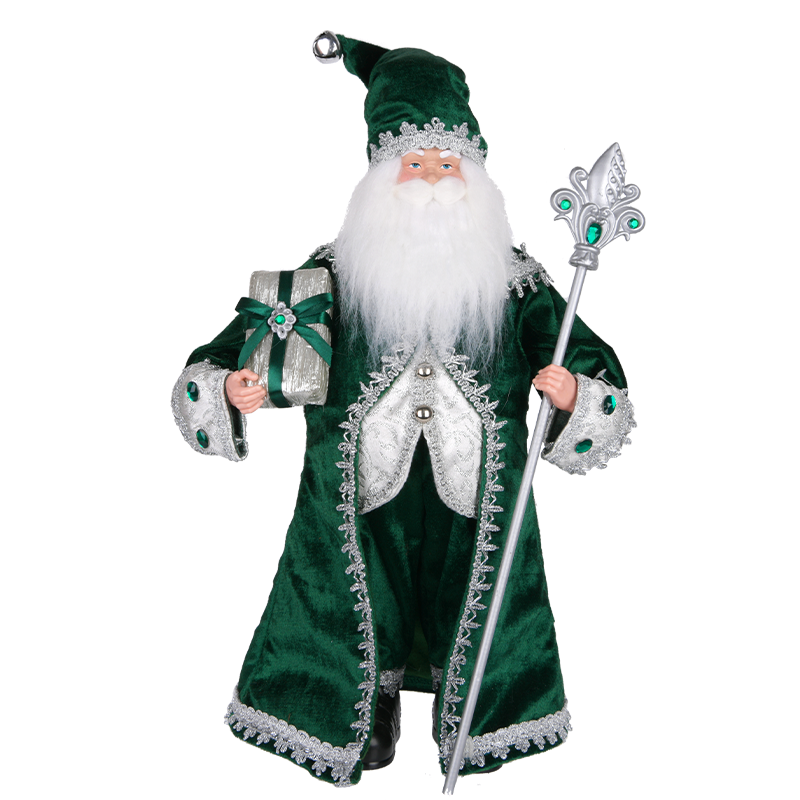 Green & White Santa Claus Figure