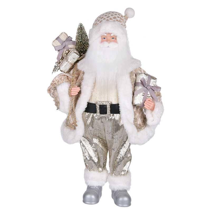 Cream & Gray Santa Claus Figure