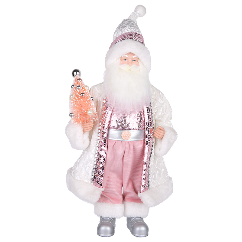 Pink & White Santa Claus Figure