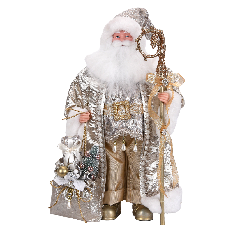 Gold & Cream Santa Claus Figure