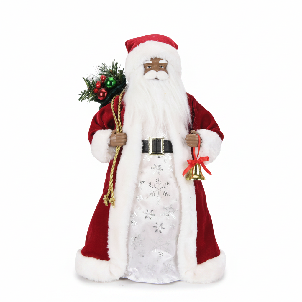 Red Santa with Long Ivory Coat view 2