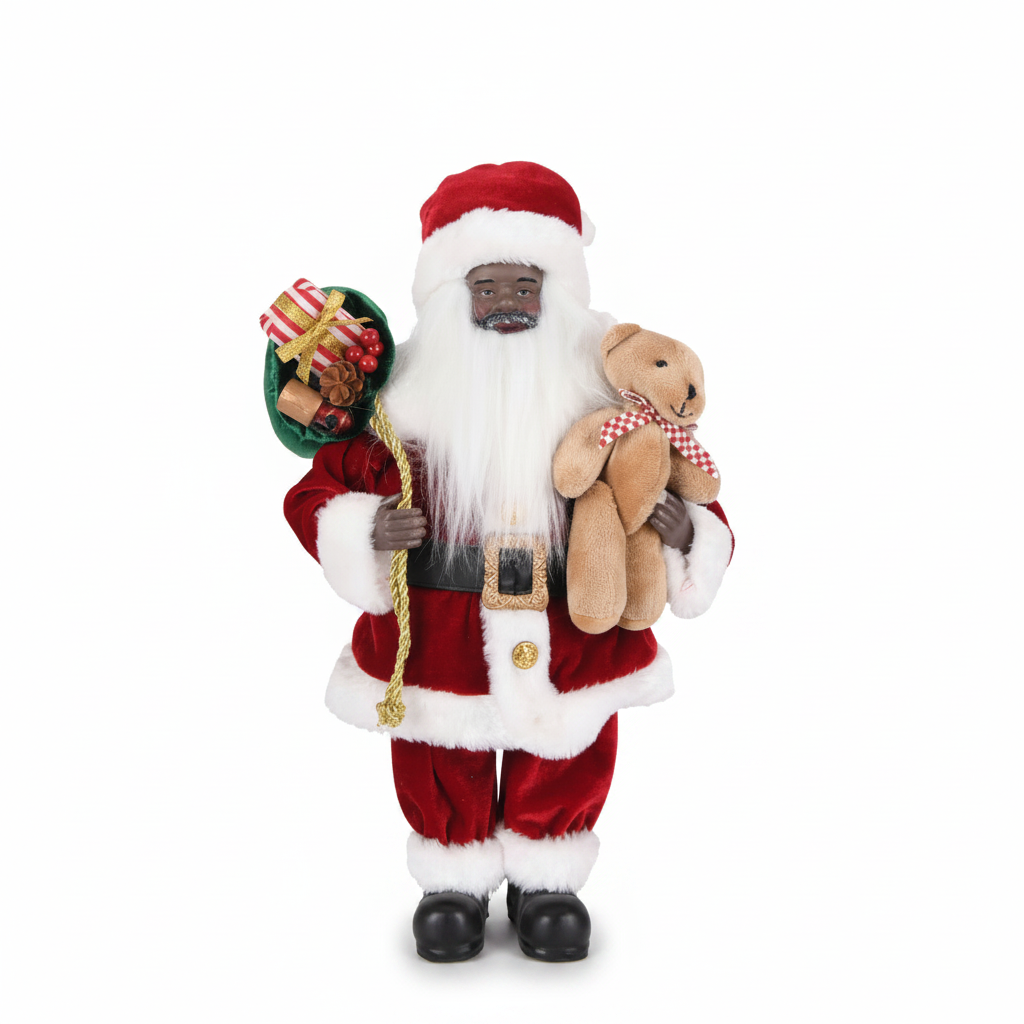 Santa with Teddy Bear and Gift view 2
