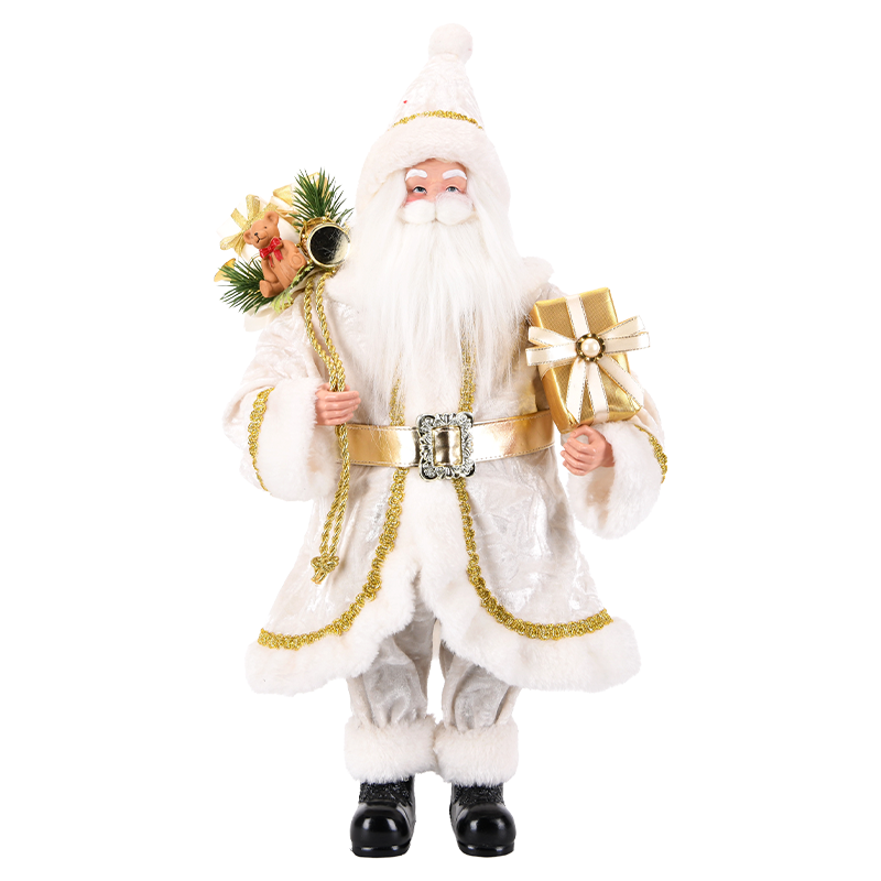 Cream & Gold Santa Claus Figure