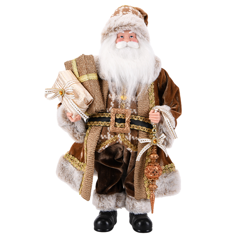 Brown & Gold Santa Claus Figure