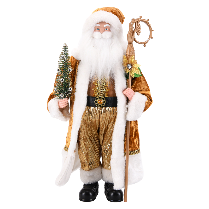 Gold & Cream Santa Claus Figure