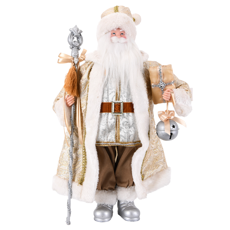 White & Gold Santa Claus Figure