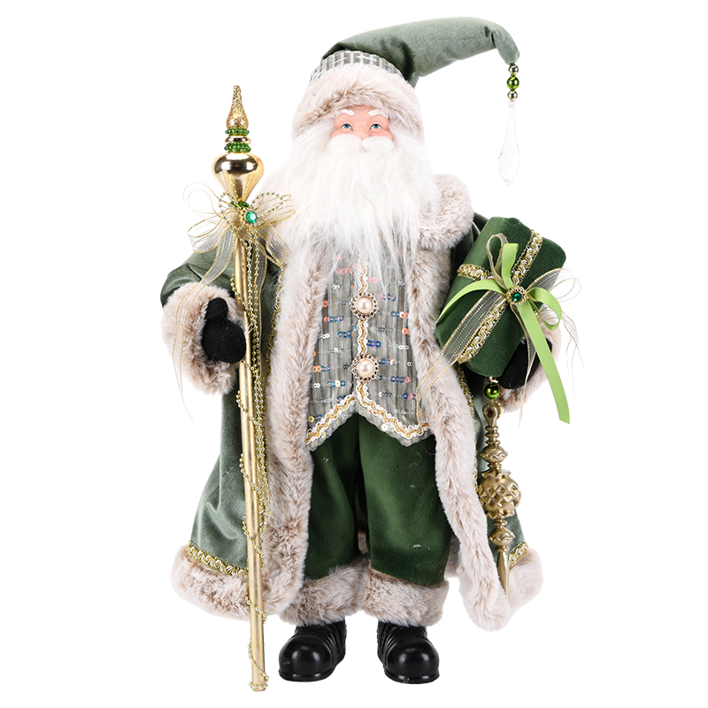Green & Gold Santa Claus Figure