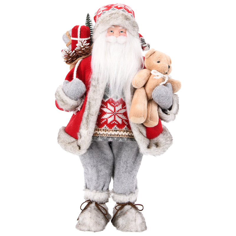 Gray & Red Santa Claus Figure