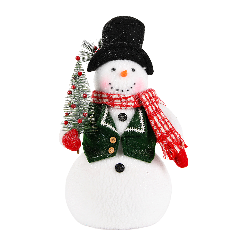 Green Waistcoat Snowman with Tree