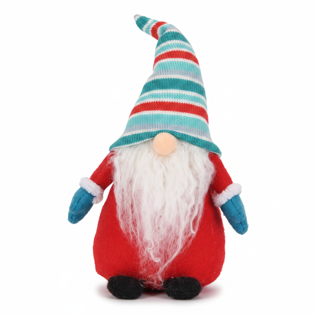 Gnome with Striped Teal Hat