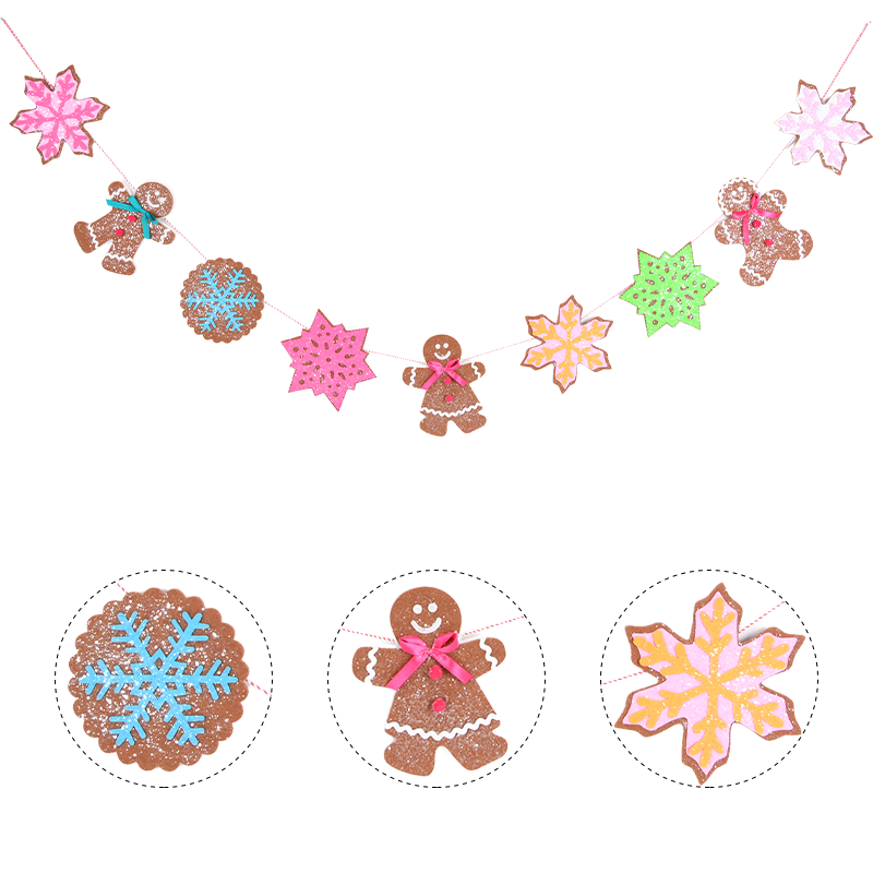 Pastel Snowflake and Gingerbread Christmas Banner ITEM 2626001